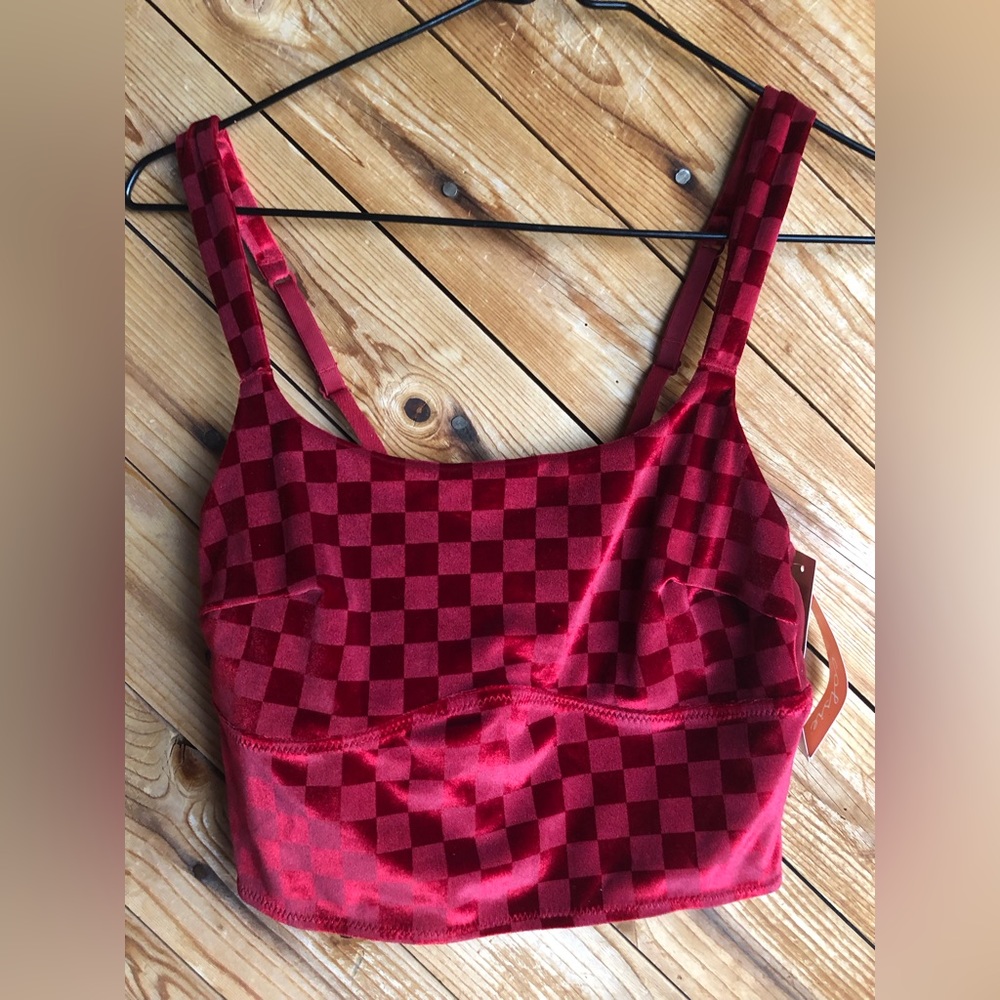 Velvet checker bralette